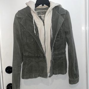 Vintage Nori army green corduroy hooded jacket